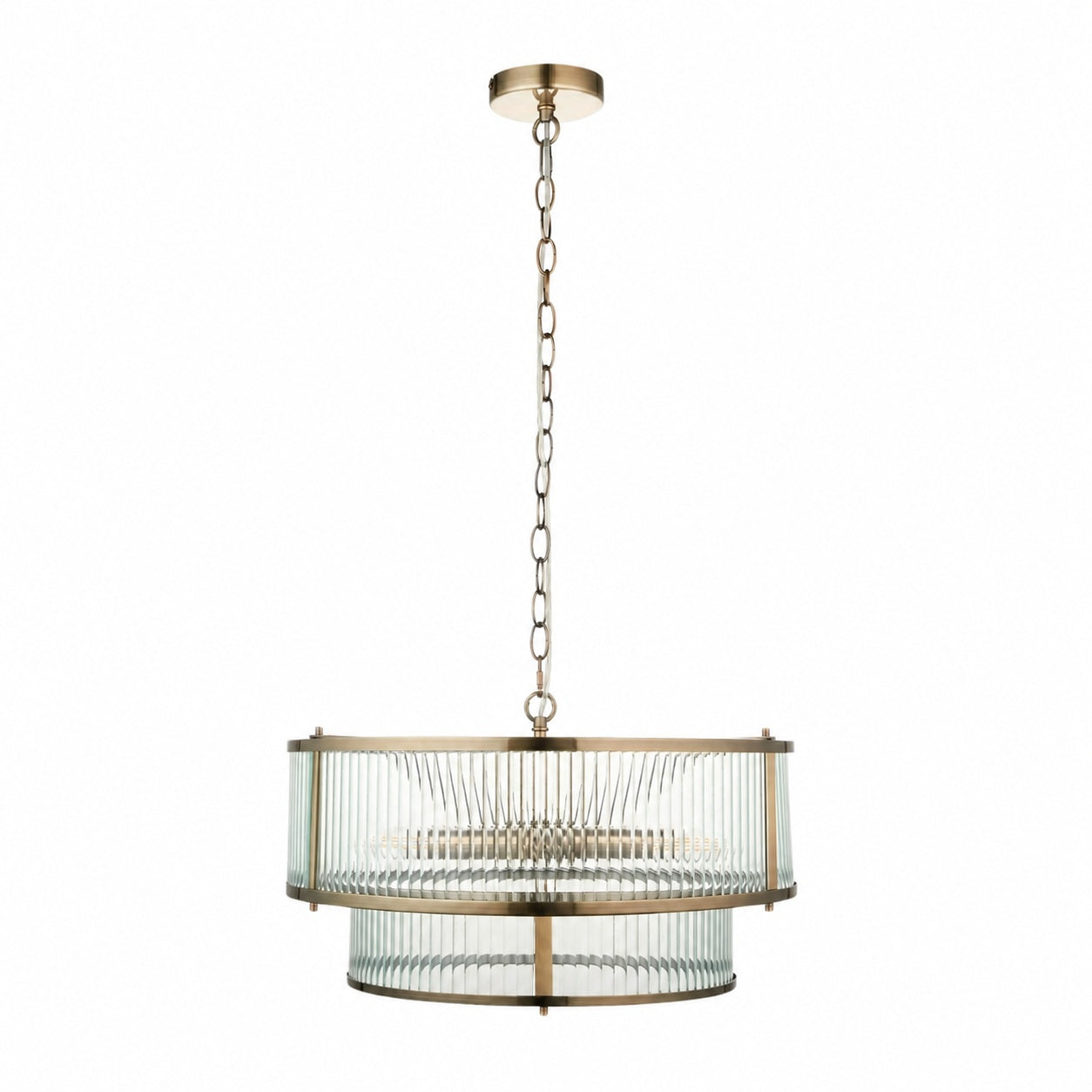 RibGlow Ribbed Glass Pendant Light - Antique Style Pendant Light for Dining Room