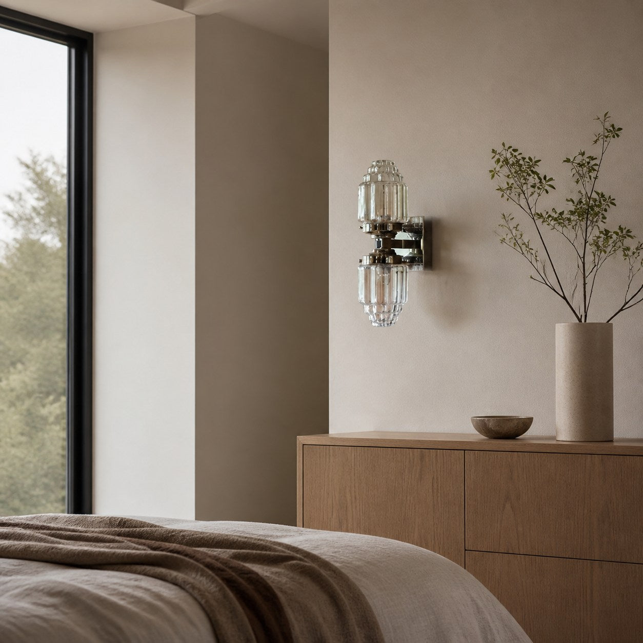 Tierlux Glass Art Deco Wall Sconce - Glass Frosted Globes with Skyscraper Globe