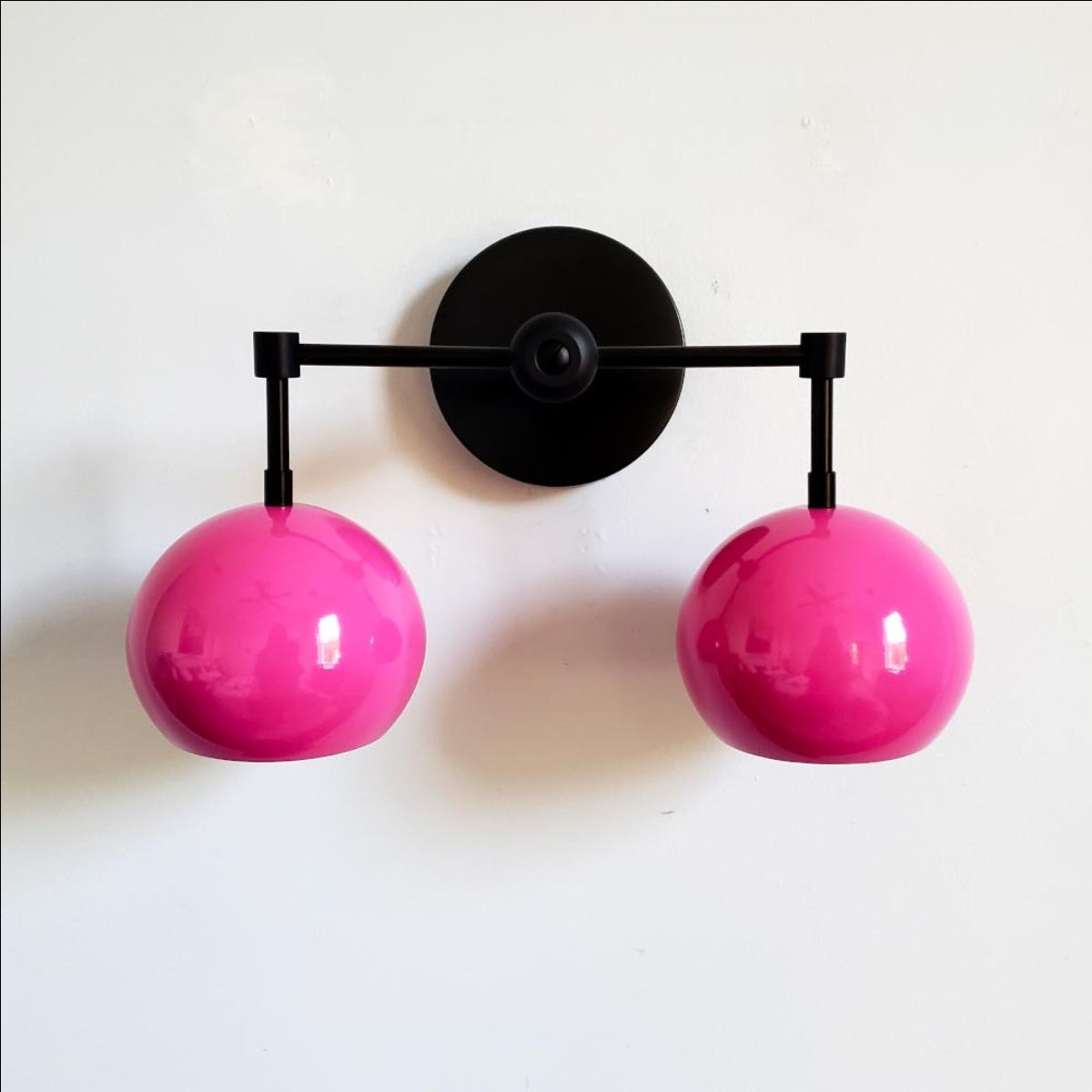 Doll Pink Wall Sconce - Double Head Globe-shaped Bath Wall Light