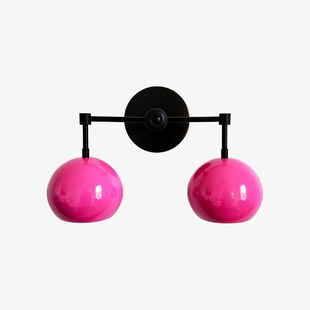 Doll Pink Wall Sconce - Double Head Globe-shaped Bath Wall Light