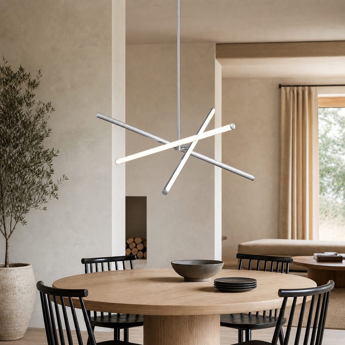 Voro Minimalist Chrome Light Rods - LED Semi-Flush Mount Ceiling Light
