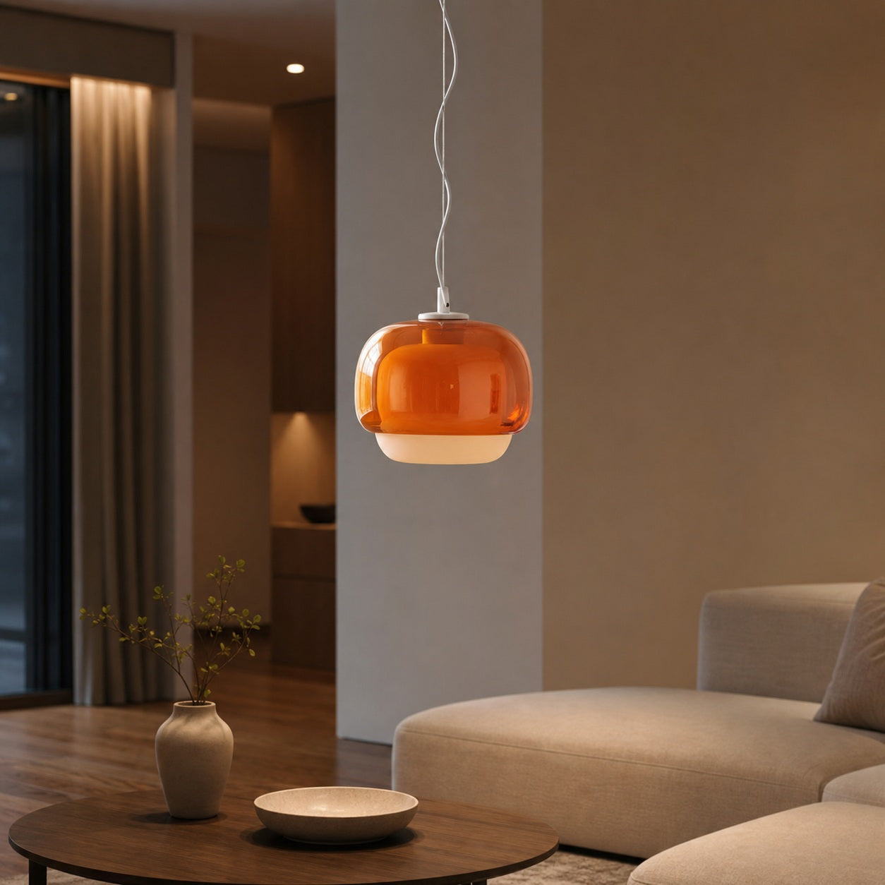 Clinco Modern Mushroom Pendant Light - Colored Glass Hanging Light