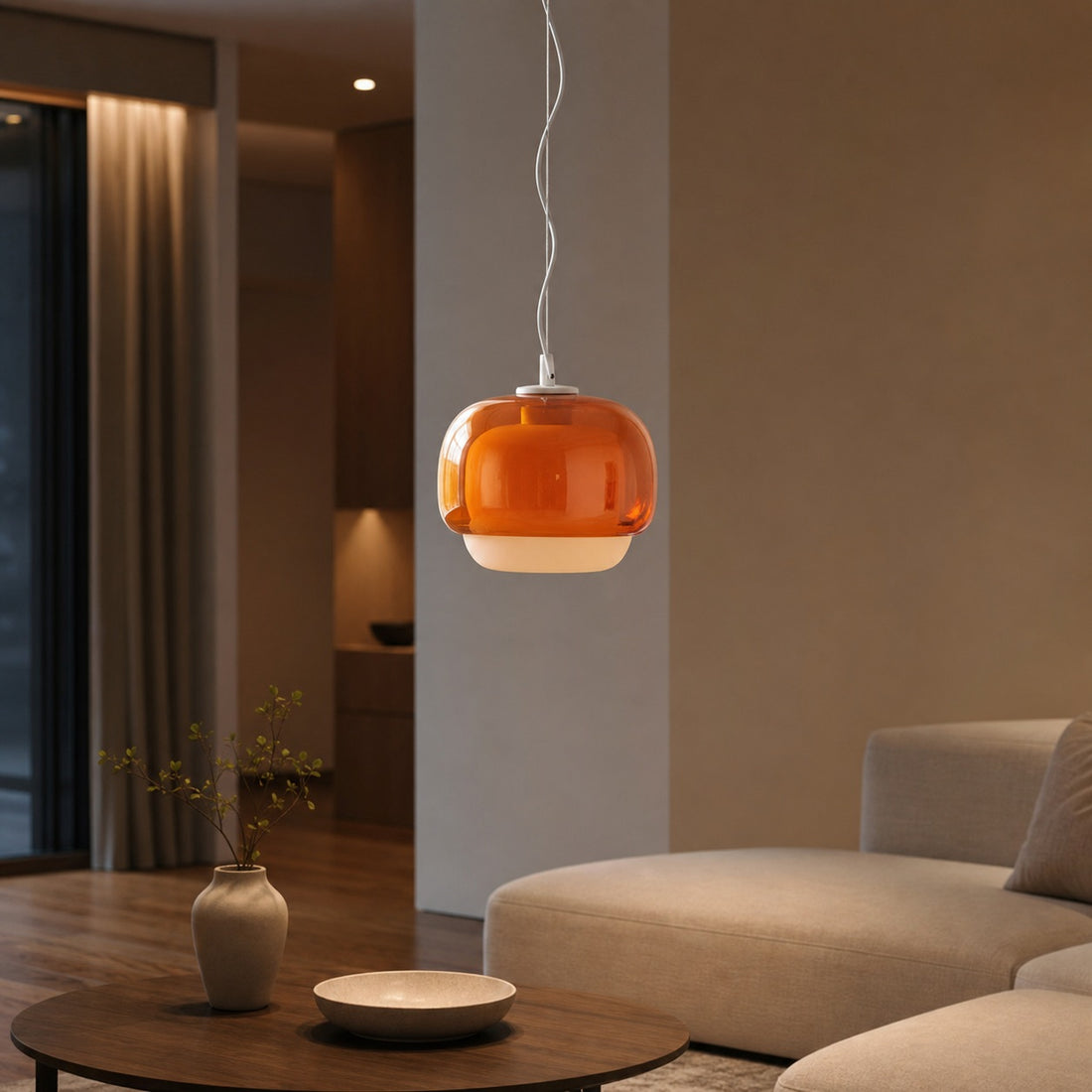 Clinco Modern Mushroom Pendant Light - Colored Glass Hanging Light