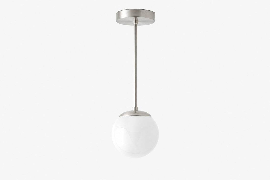 Glorica Glass White Globe Pendant Light - Mid Century Modern Glass Hanging Fixture