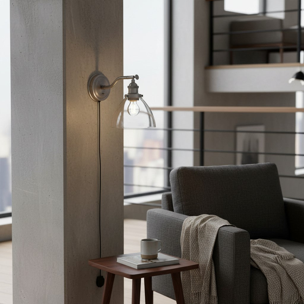 Novera Wall Light Collection – Glass Shade Finishes in Brass Silver Nickel Copper – Residential and Boutique Hospitality