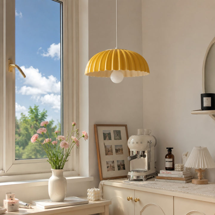 Ceramic Pendant Light with Sculptural Gloss Shade