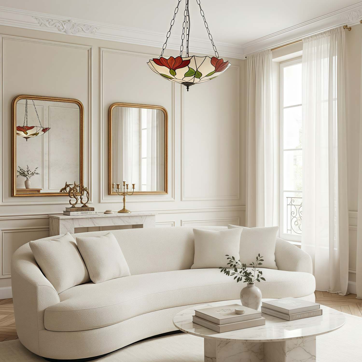 TF Botanica Floral Glass Ceiling & Pendant Lighting - Art Glass Style Fixture for Rooms