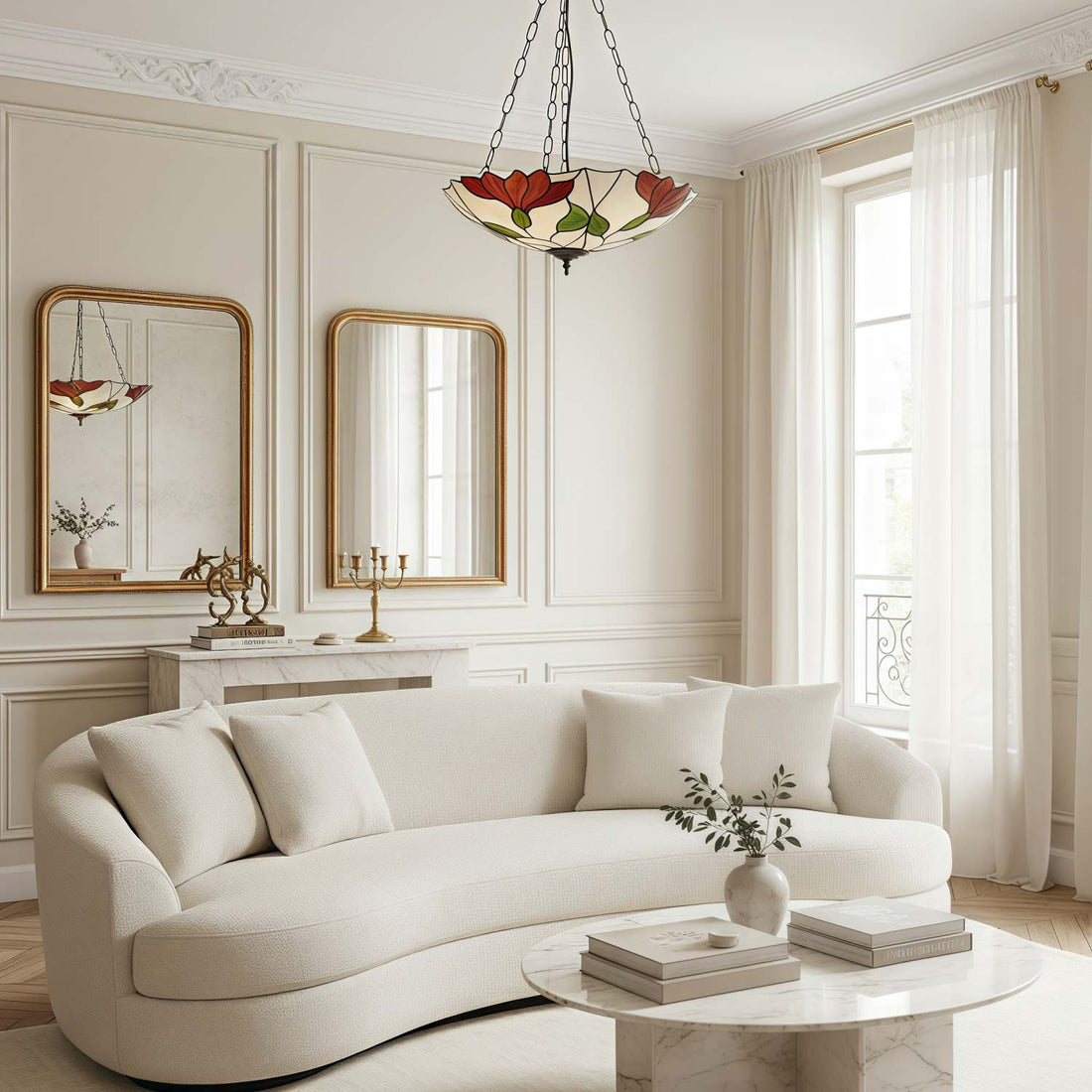 TF Botanica Floral Glass Ceiling & Pendant Lighting - Art Glass Style Fixture for Rooms