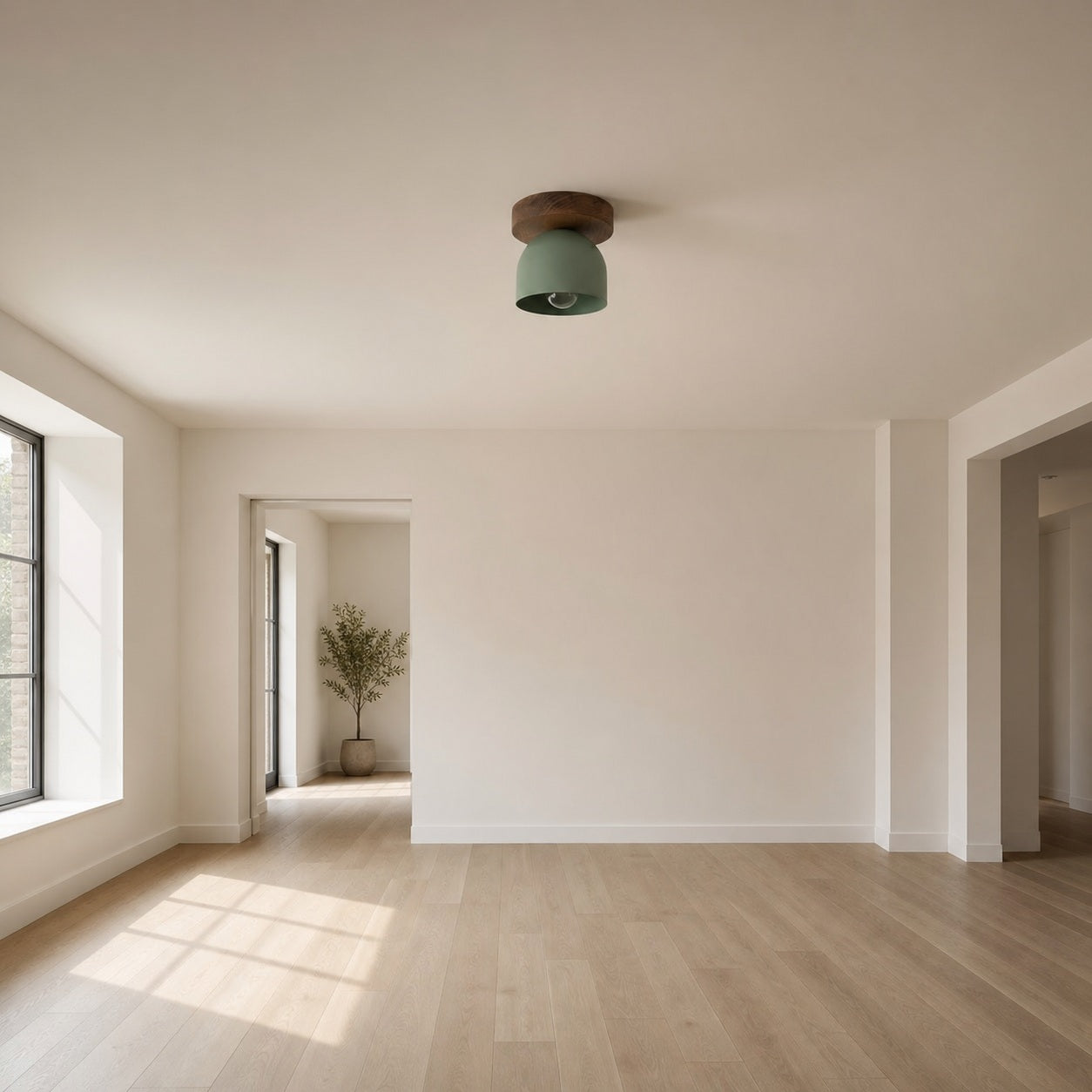 Metio Dome Modern Rustic Ceiling Light - Wooden and Metal Fusion