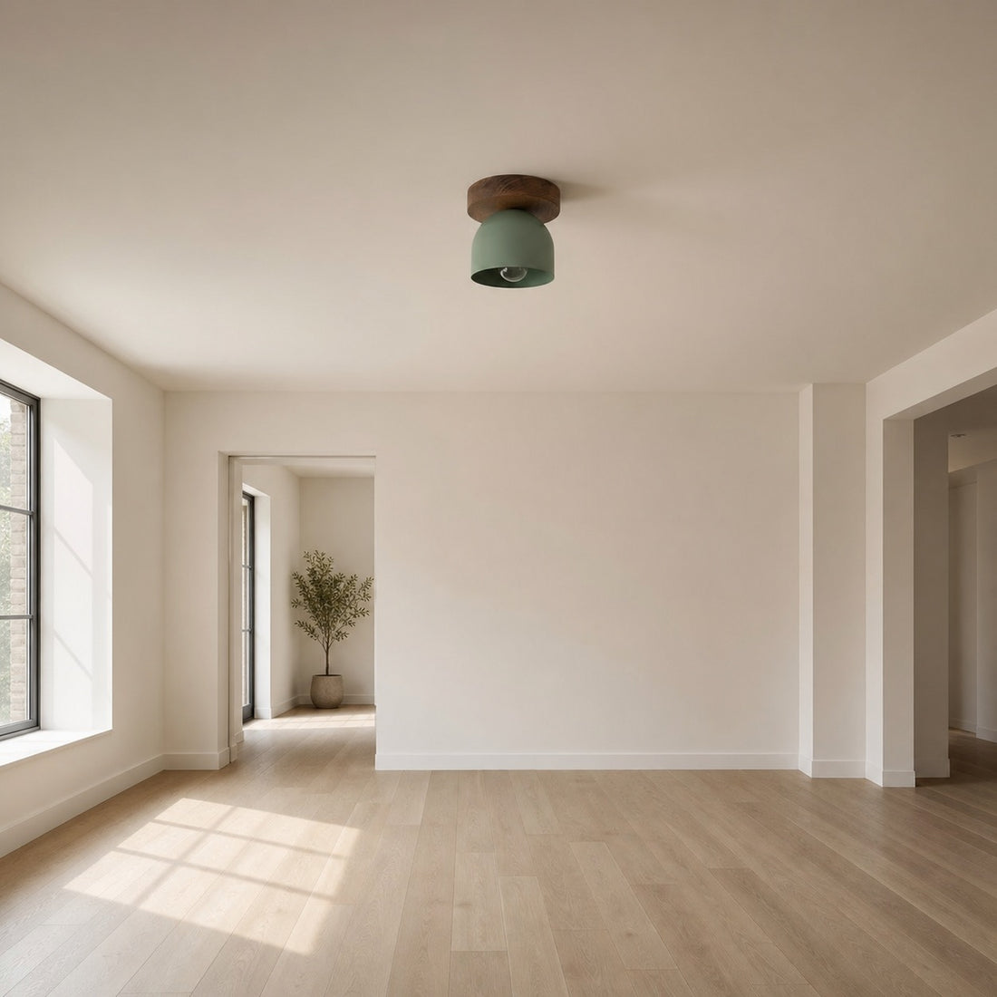 Metio Dome Modern Rustic Ceiling Light - Wooden and Metal Fusion