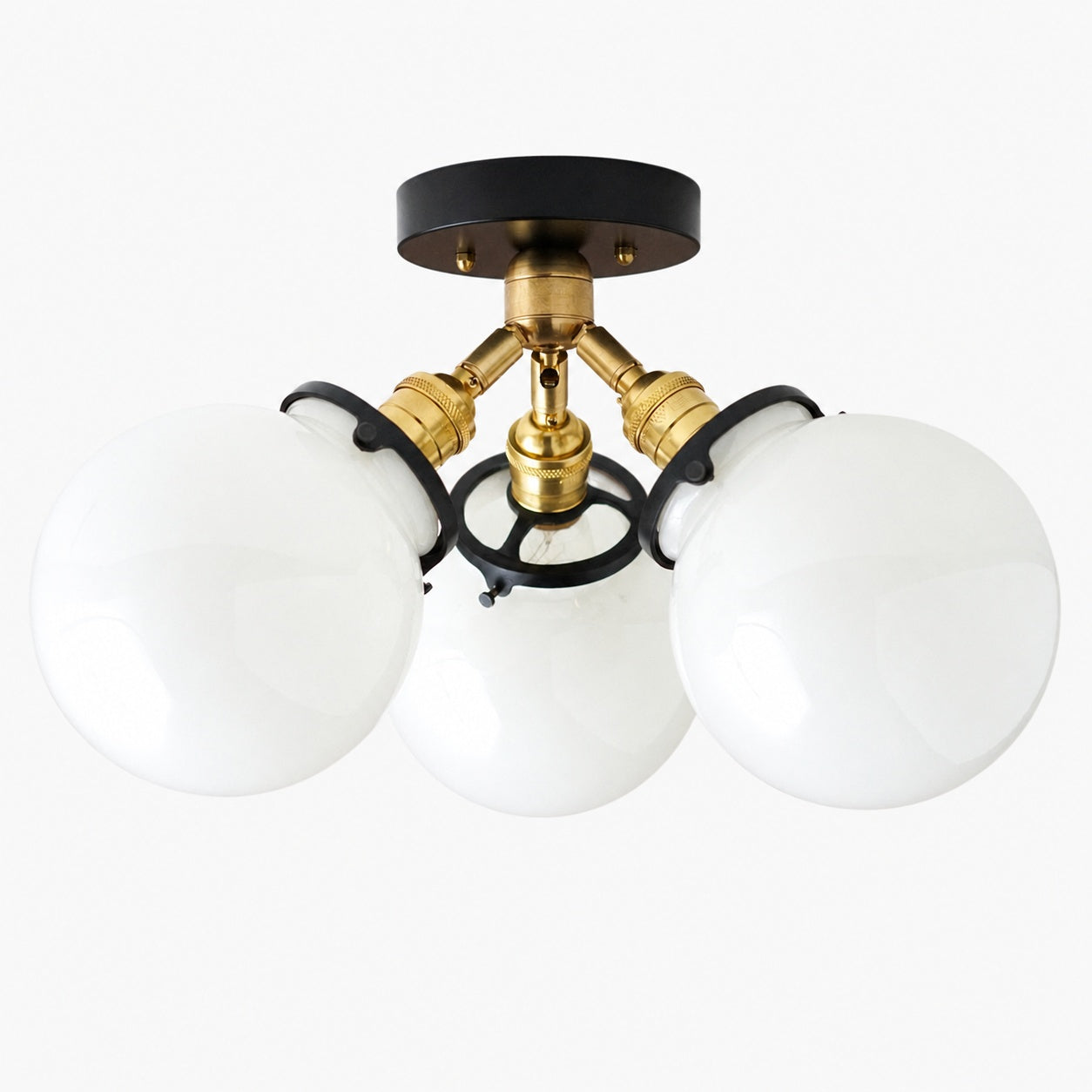 Glorica Glass Globe Light - Mid Century Semi Flush Ceiling Lamp