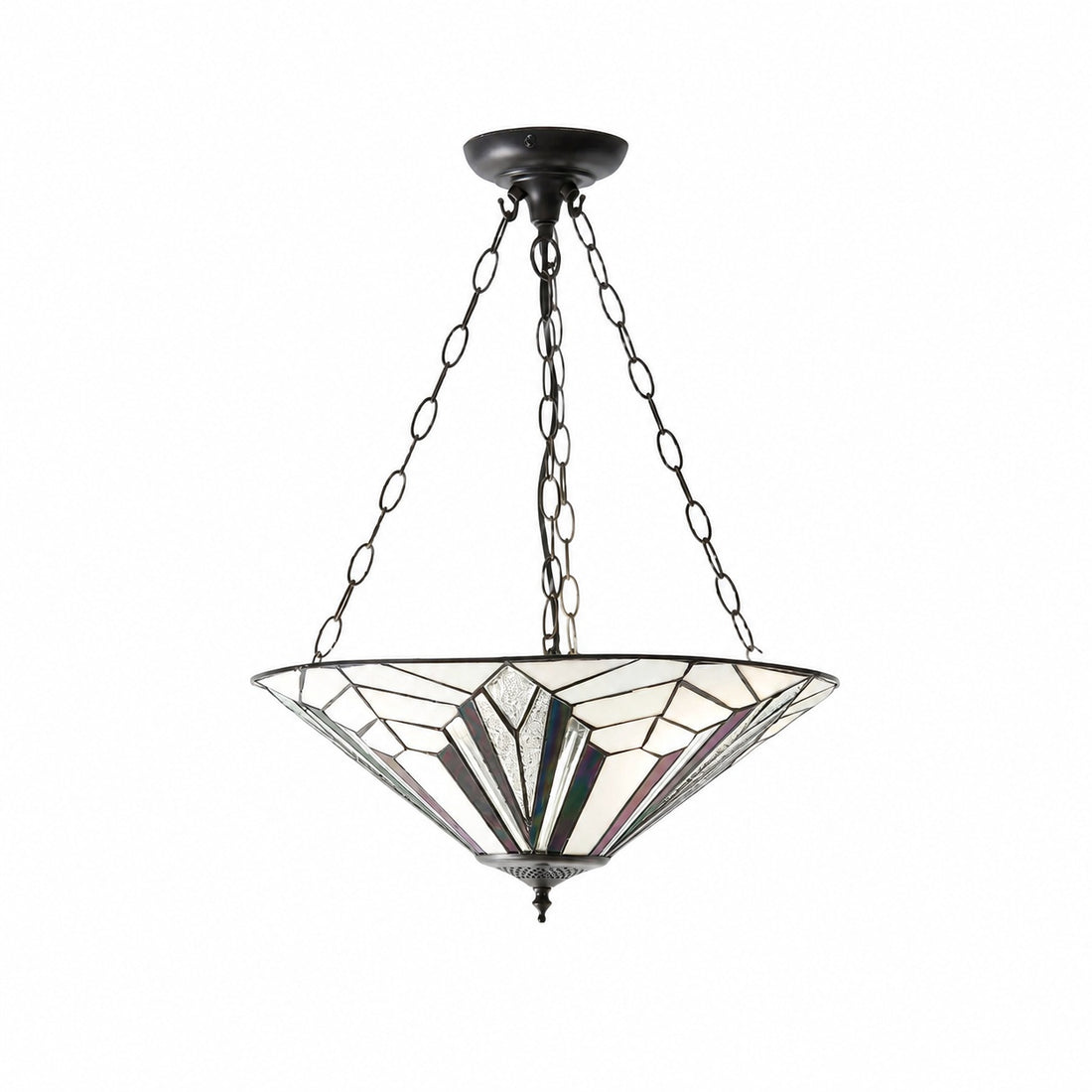 TF Astoria Decorative Stained Glass Semi Flush Light – Art Deco Ceiling Fixture for Entryways & Lounges