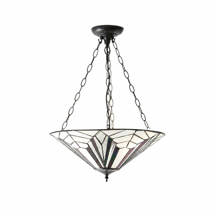 TF Astoria Decorative Stained Glass Semi Flush Light – Art Deco Ceiling Fixture for Entryways & Lounges