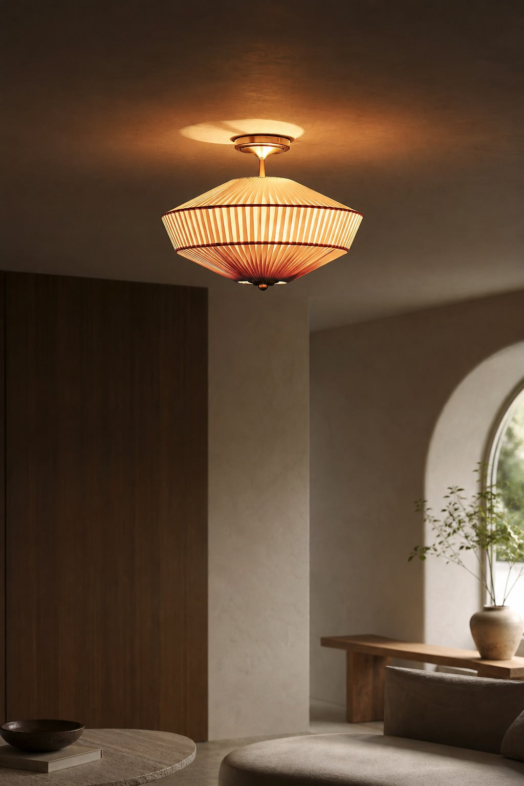 Elumina Silk Semi-Flush Mount - Modern Fabric Ceiling Light Fixture