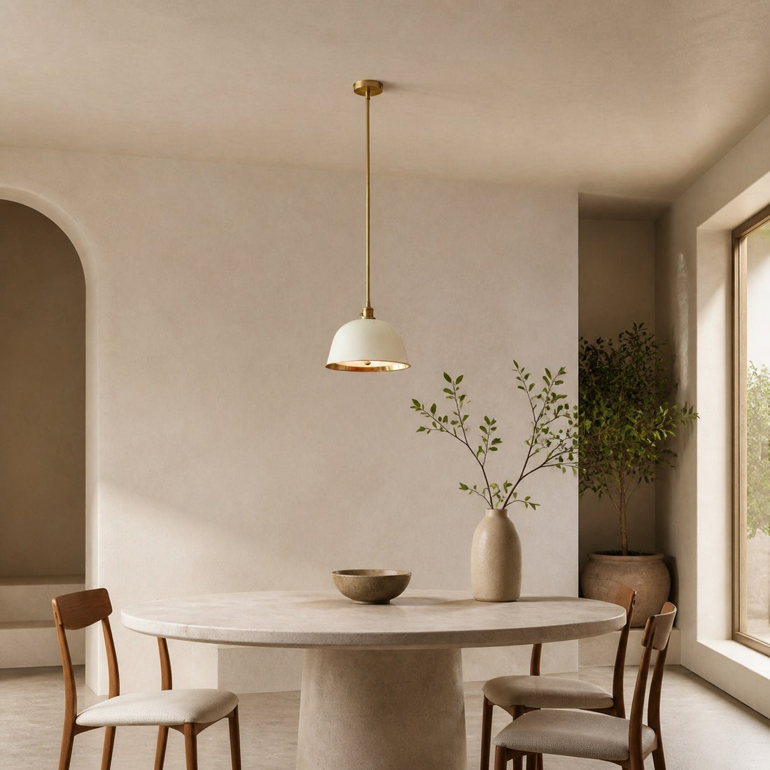 Forvara Classic Bell Pendant Light Industrial Pole Pendant Fixture for Dining Room
