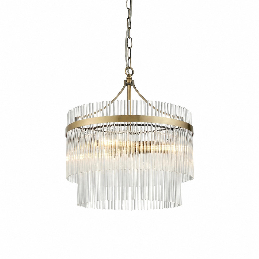 Elegant Glass Rods 3 Light Pendant Light - Vintage Brass Finish