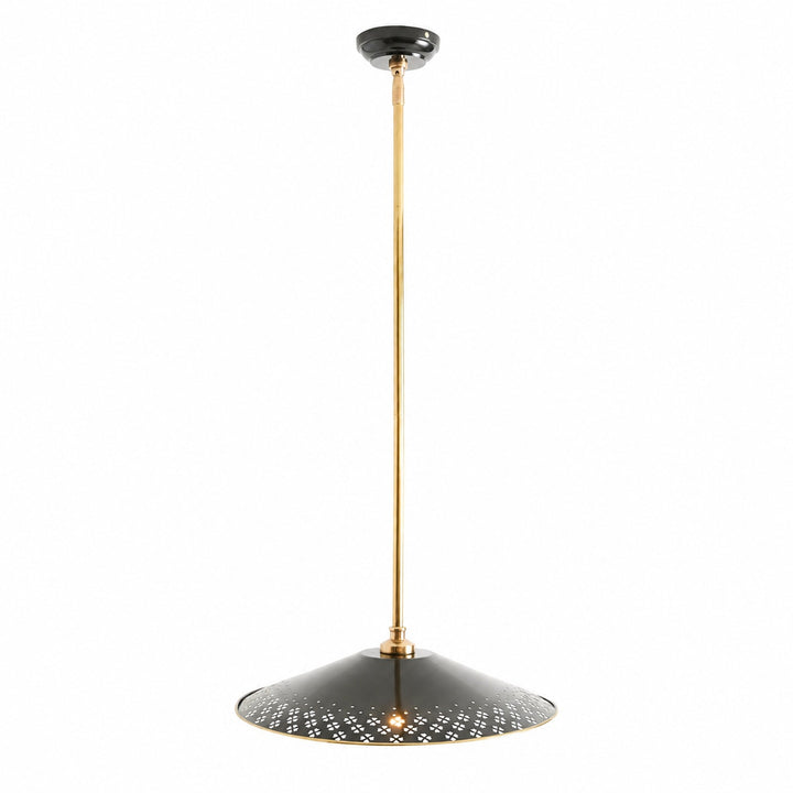 Auriglow Enameled Brass Pendant With Clover Cutout Shade