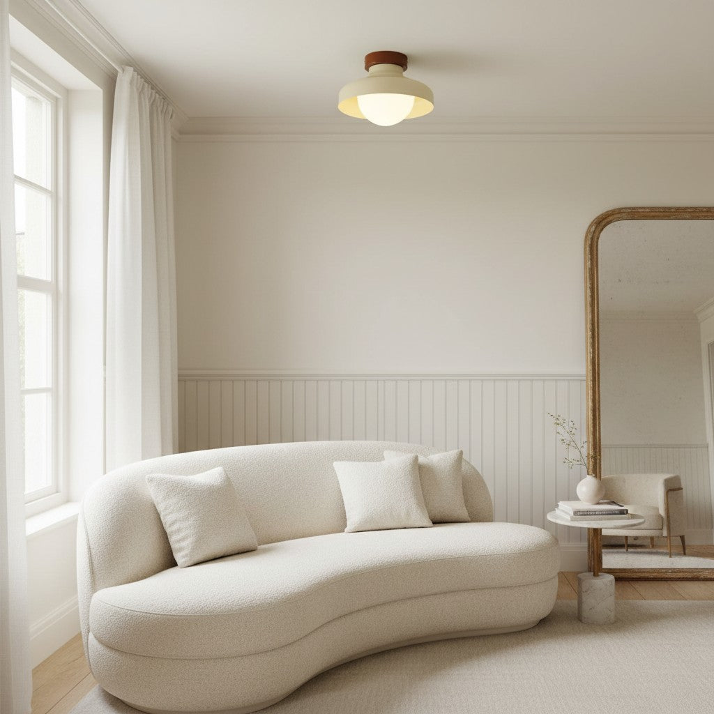 Elystra Modern Ceiling Light Minimalist Glass Shade Metal Fixture for Living Room Kitchen Hallway