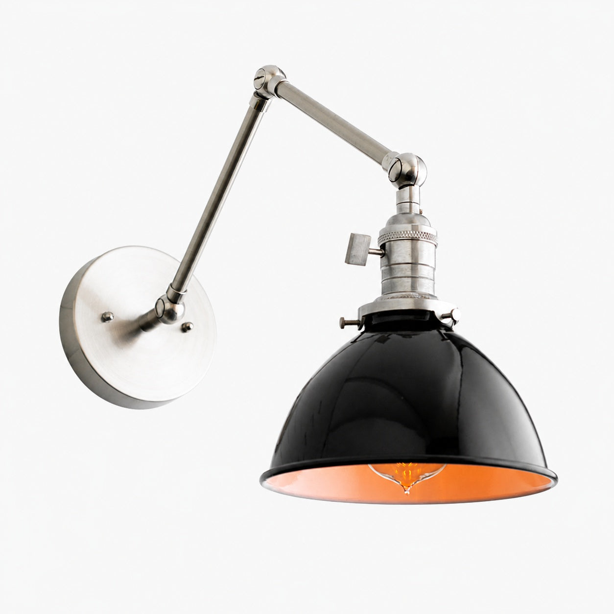 Conique Metal Vintage Industrial Swing Arm Wall Lamp - Adjustable Dome Shade for Study