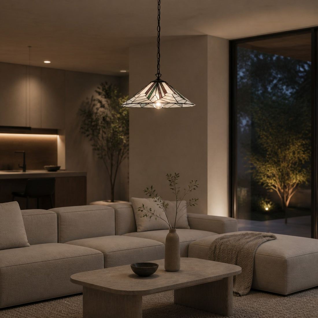 TF Astoria Tiffany Ceiling Pendant – Dimpled Geometric Glass Design for Living Room