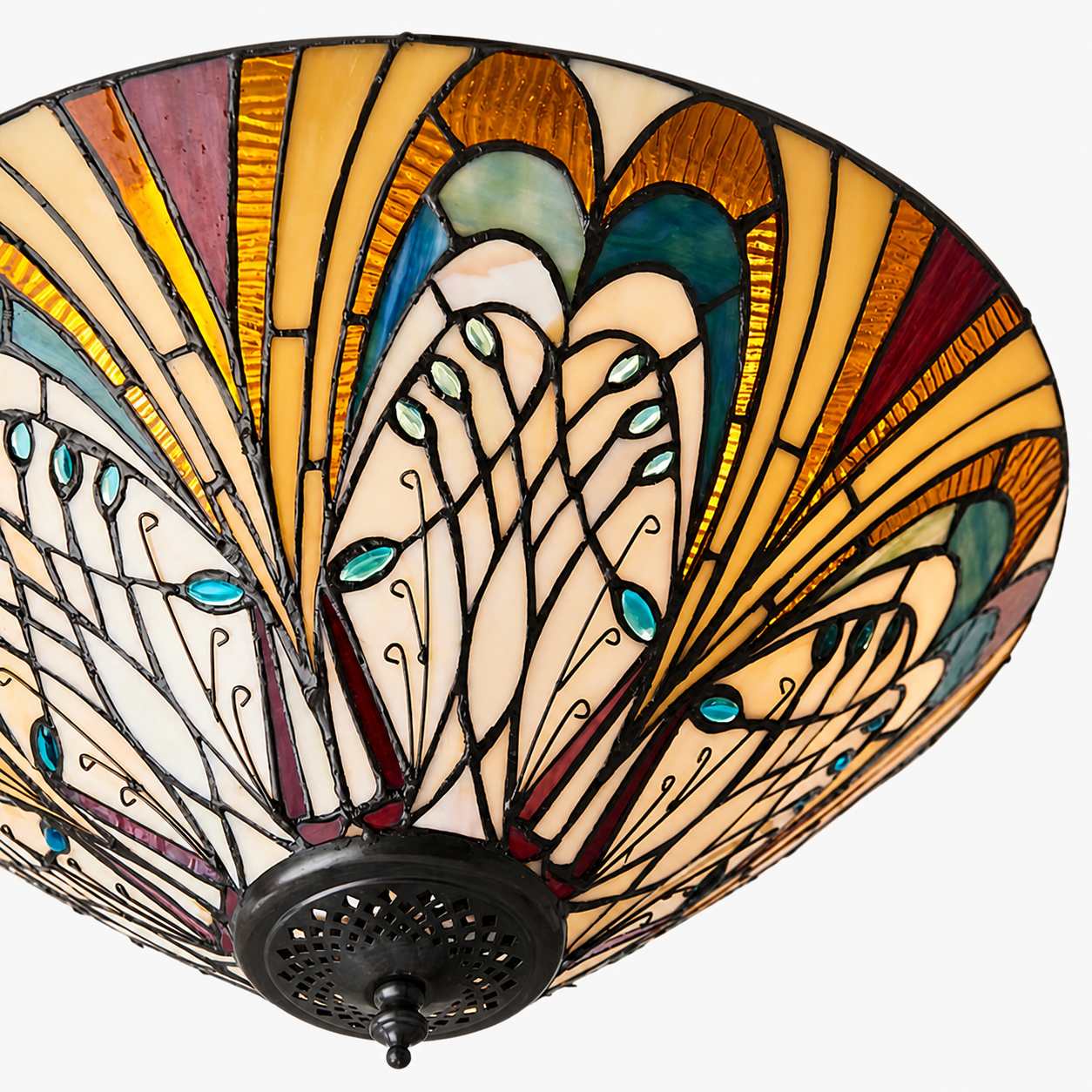 TF Hector Ceiling Light – Handcrafted Stained Glass Design Semi‑Flush or Pendant Fixture for Home