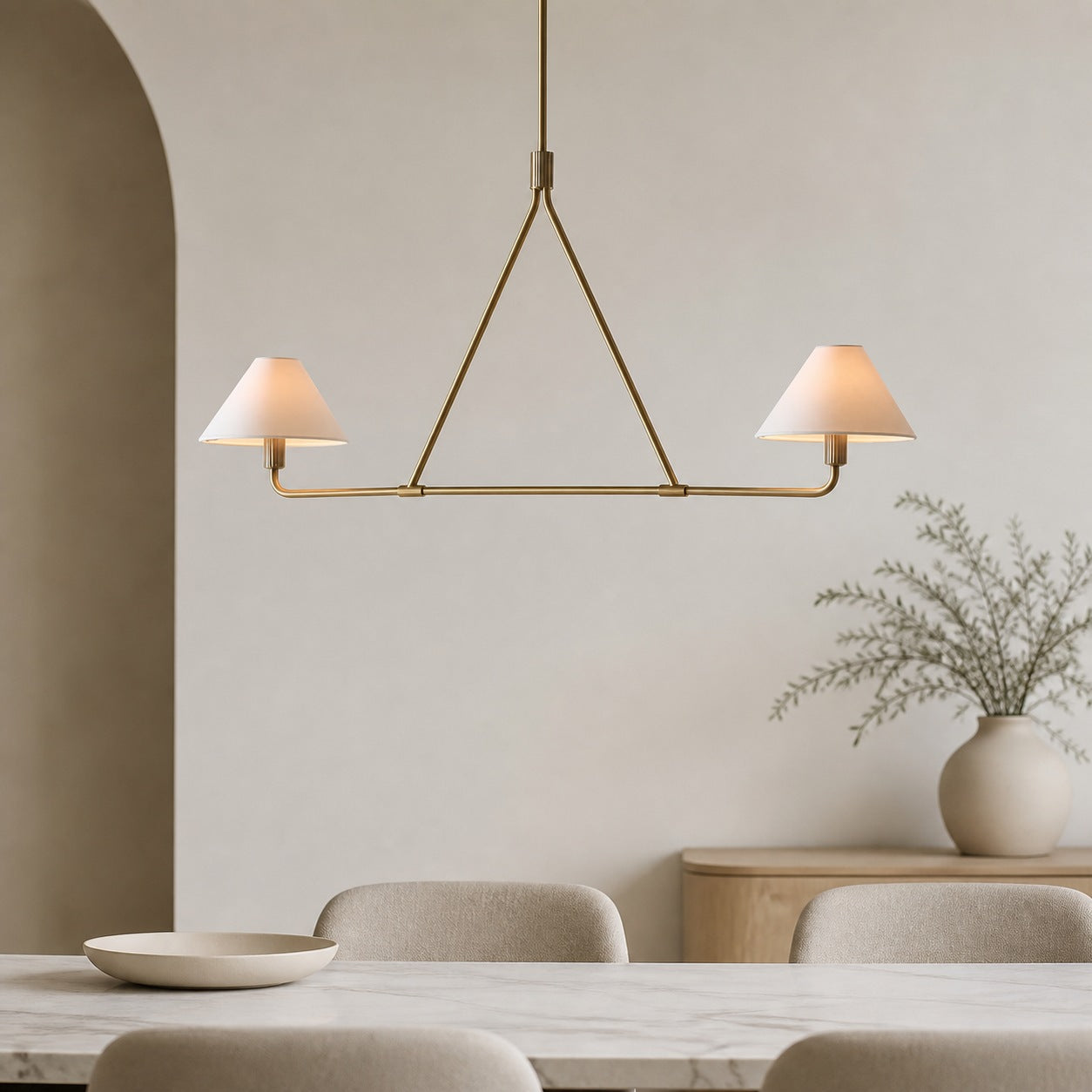 Diora Pendant Light -  Modern Metal Fixture with Linen Shades