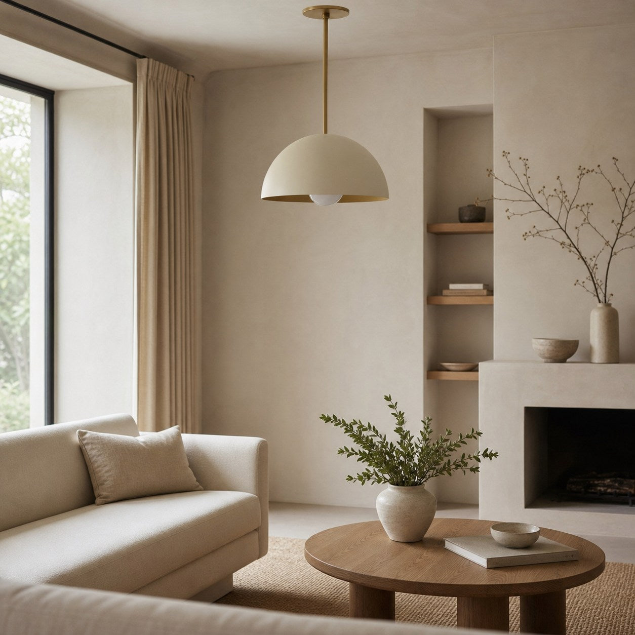 Metio Dome Neutral Dome Pendant - Modern Metal Accent Lighting