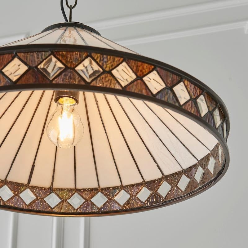 TF Fargo Pendant Light - Tiffany Style Lighting with an Art Deco Shade and Adjustable Chain