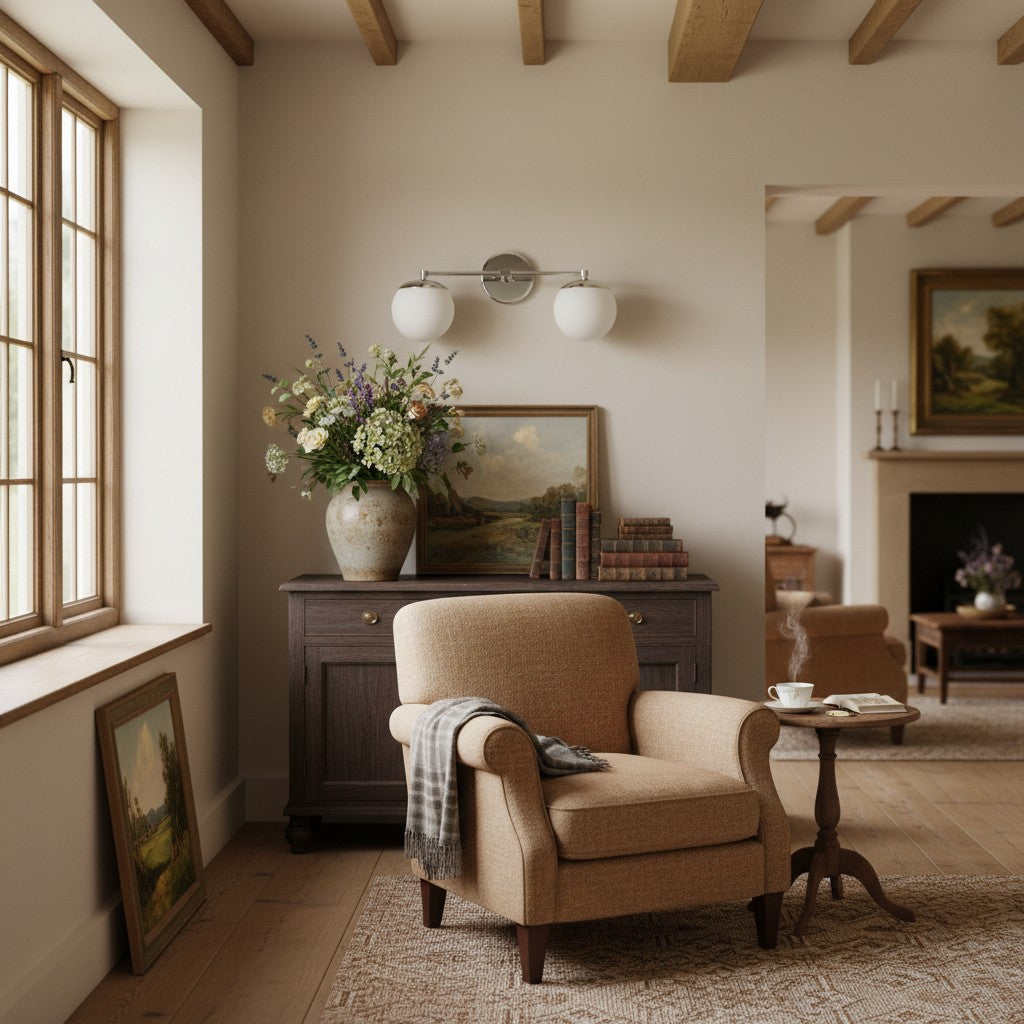 Glorica Glass Vanity Light - Art Deco Brass Wall Globe Fixture Modern