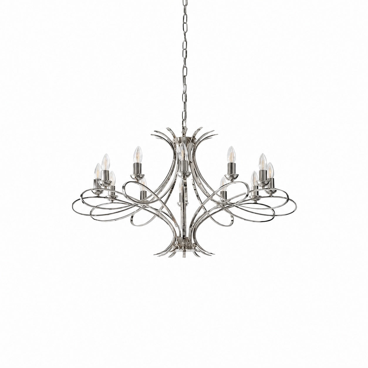 Foline Geometric Light Chandelier – Nickel Finish Ambient Glow for Hallways and Kitchens