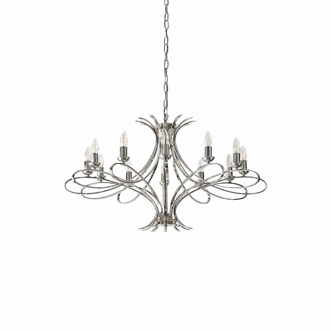 Foline Geometric Light Chandelier – Nickel Finish Ambient Glow for Hallways and Kitchens