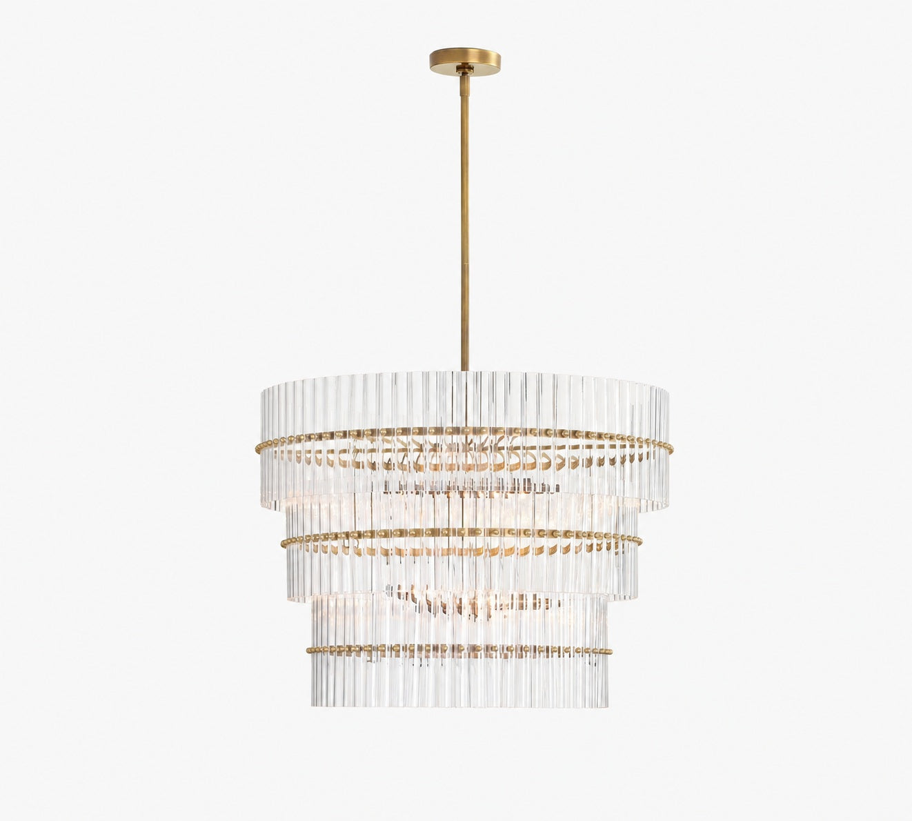 Lumora Crystal Pendant Light – Elegant Tumbled Brass & Cut Glass