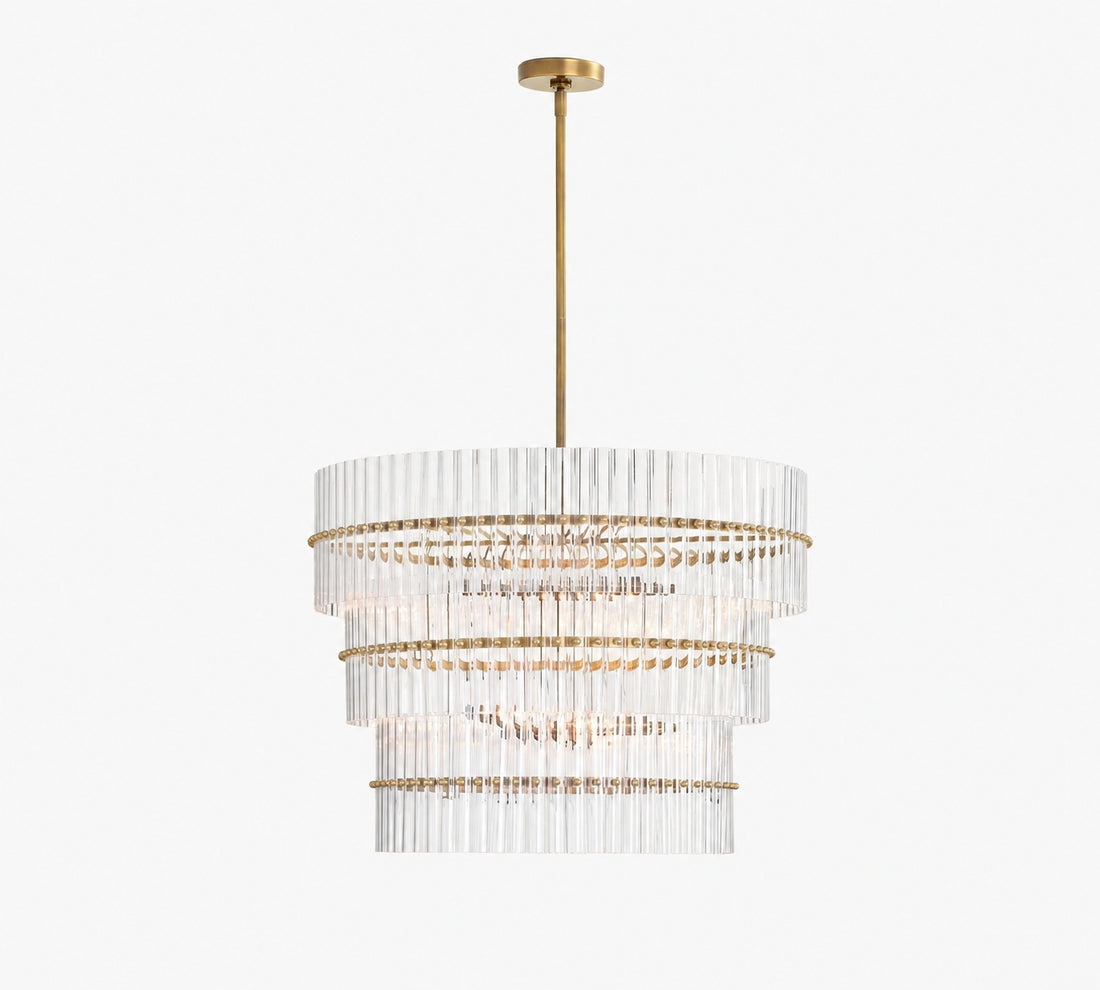 Lumora Crystal Pendant Light – Elegant Tumbled Brass & Cut Glass