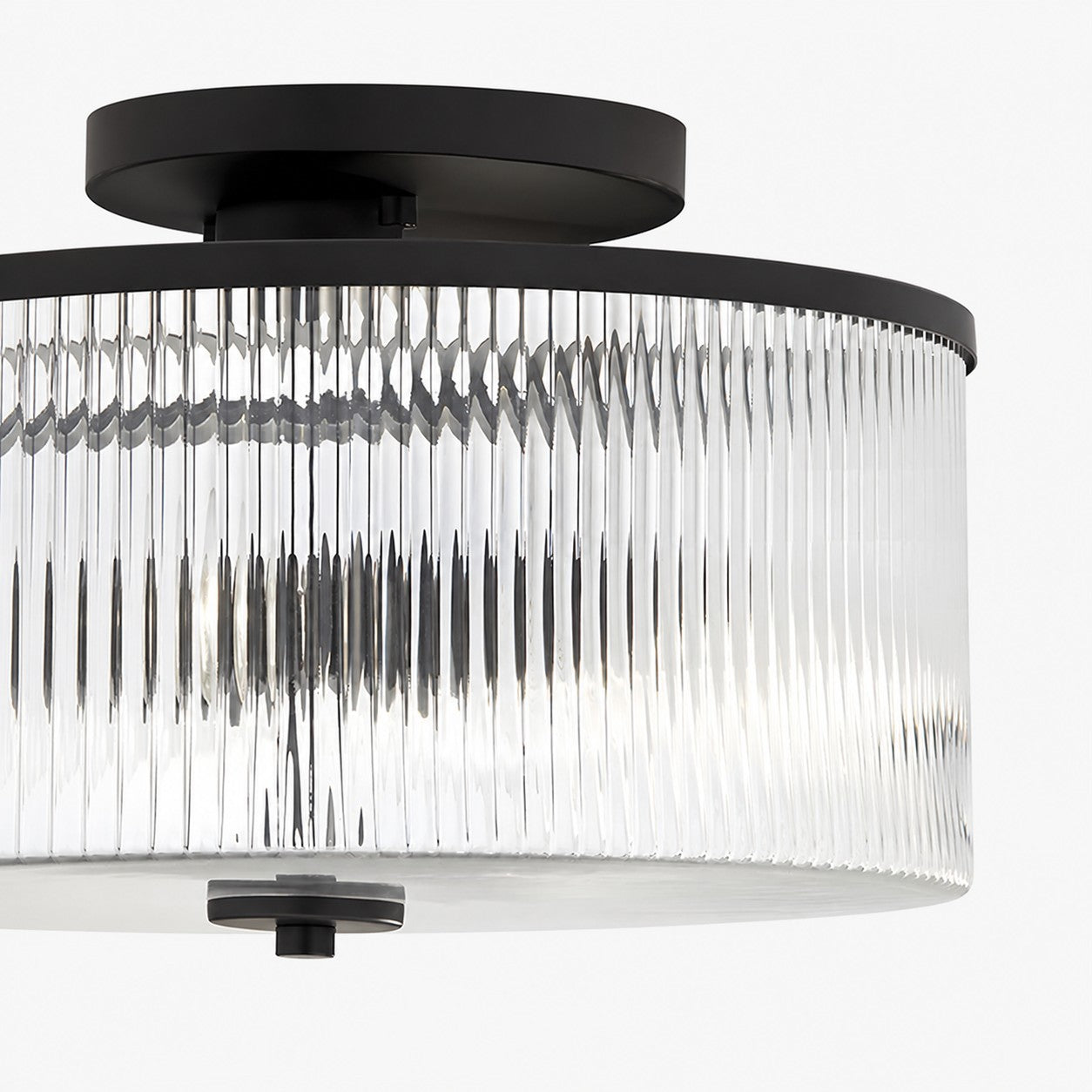 Rilona Striped Glass Drum Ceiling Fixture — Classic Semi-Flush Light for Bedroom or Office U13