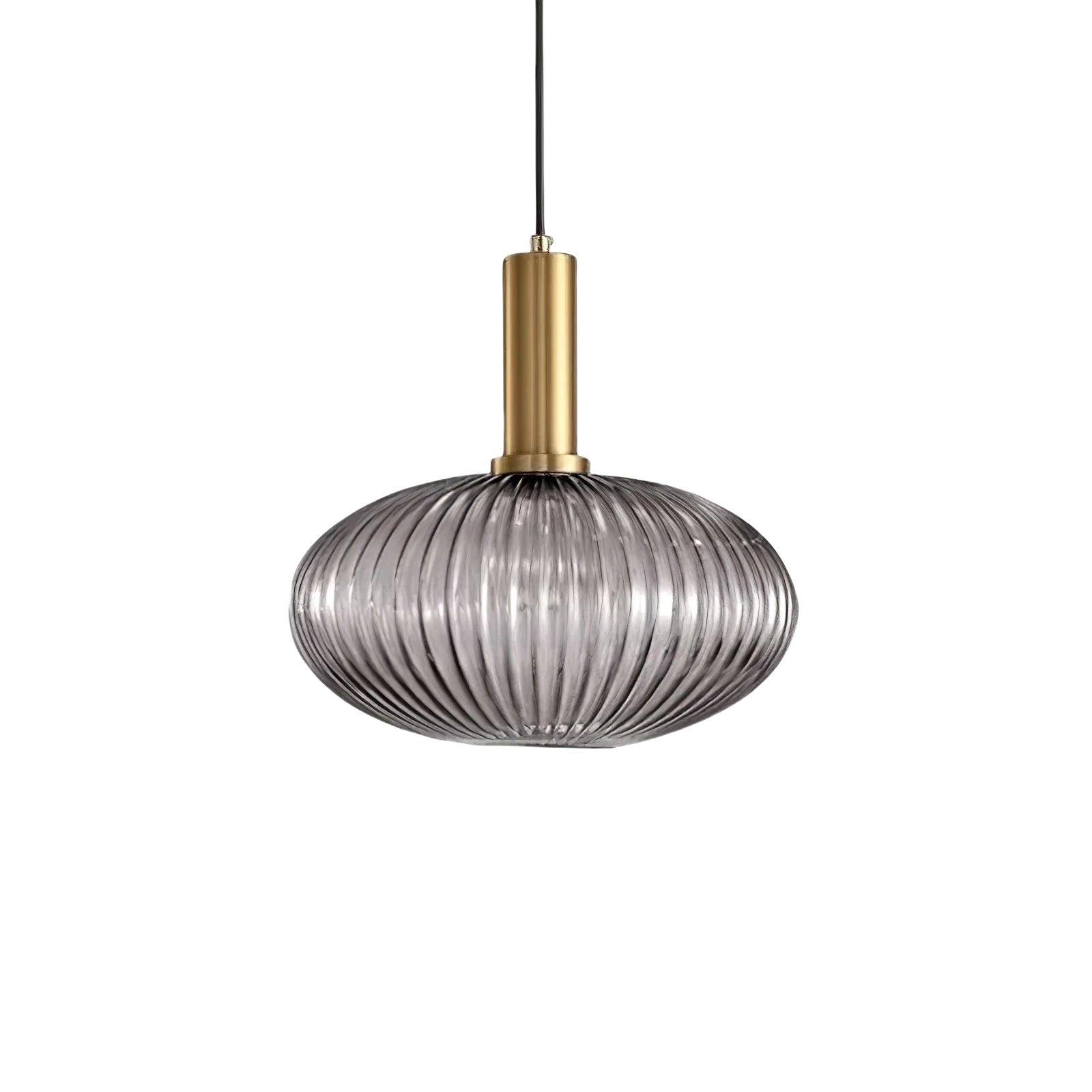 Ribbed Stained Glass Pendant Lamp – Retro Lantern Shape Hanging Light