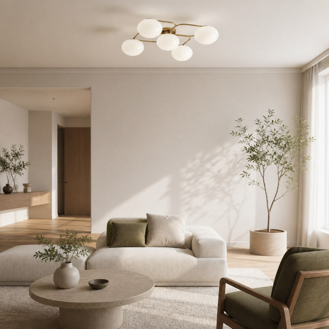 Brimush Modern Multi-Globe Flush Mount Lamp with Soft Diffused Light for Entryway or Living Room