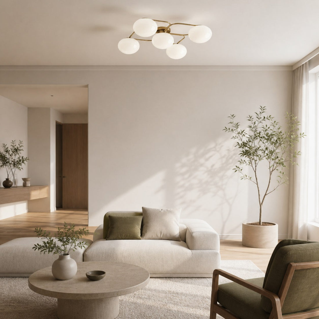 Brimush Modern Multi-Globe Flush Mount Lamp with Soft Diffused Light for Entryway or Living Room