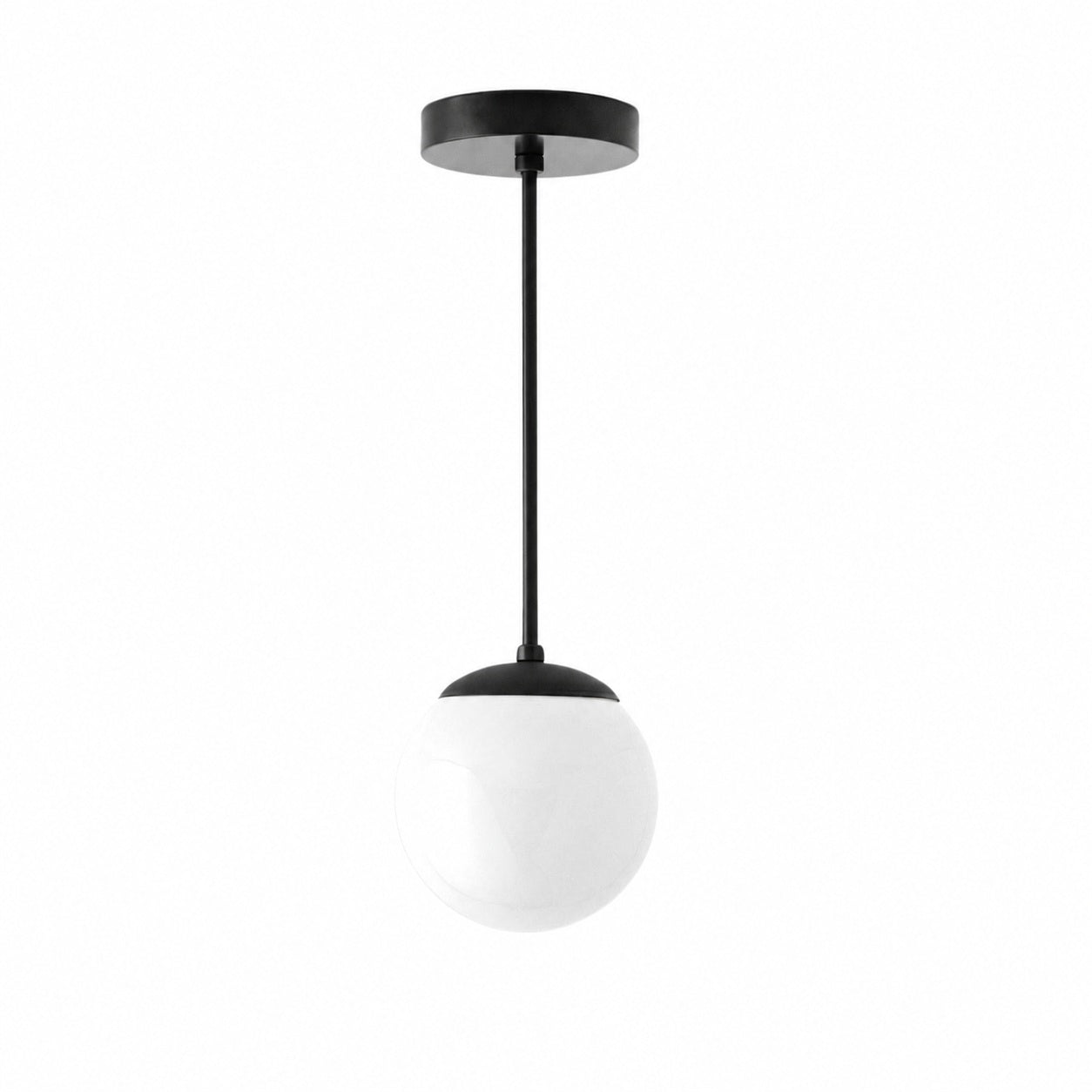 Glorica Glass White Globe Pendant Light - Mid Century Modern Glass Hanging Fixture