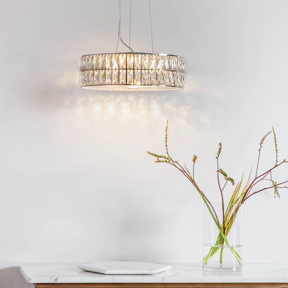 Glomara Style Geometric Crystal Pendant Light – Glamorous Dining Room Centerpiece