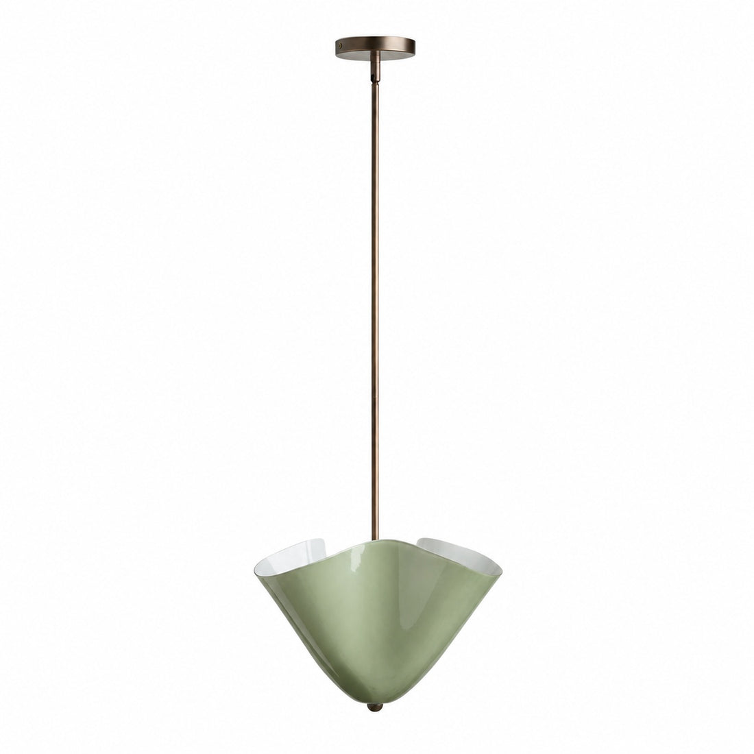 Bellina Radner Pendant Light – Colored Glass Shade with Brass Detail for Modern Spaces