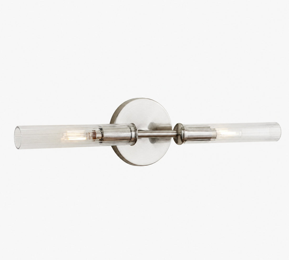 Bravira Ribbed Glass Wall Lamp - Tube Metal Light in Classic Finishes