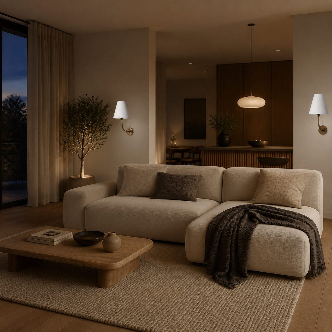 Roven Rechargeable Wall Sconce - Modern Cordless Fabric Shade for Bedroom