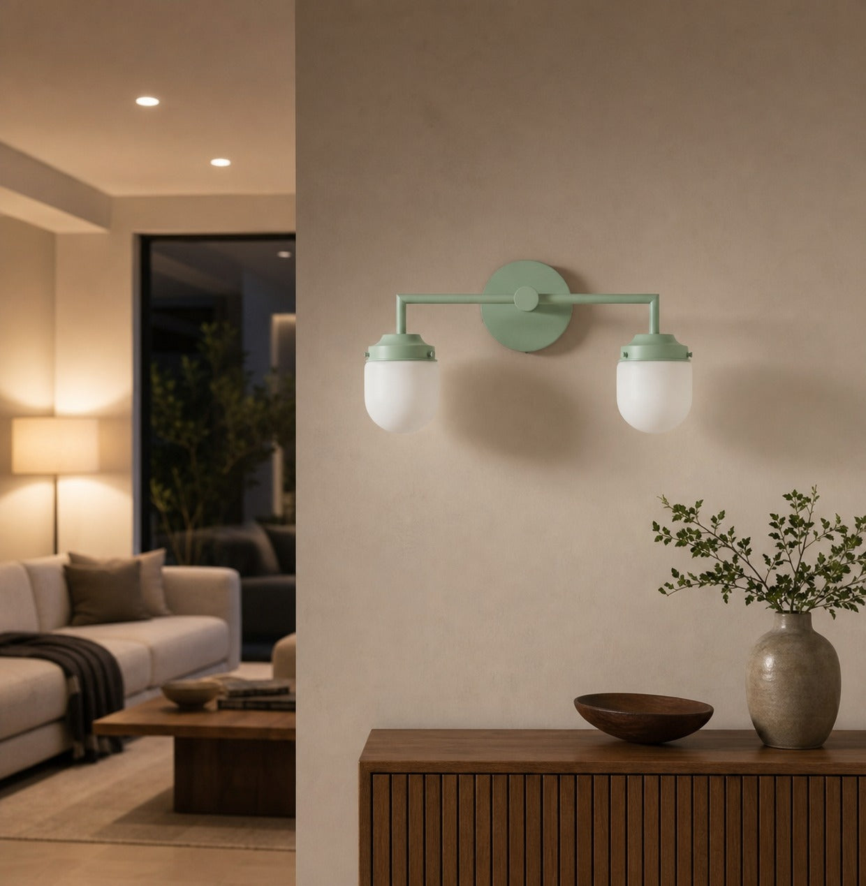 Opalume Glass Double Vanity Light - Vintage Style Bathroom Double Wall Lighting