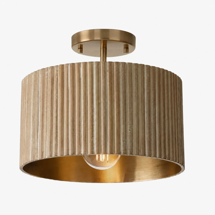 Flutera Fluted Drum Ceiling Light – Farmhouse Textured Flush Mount  Lighting for Living and Bedroom