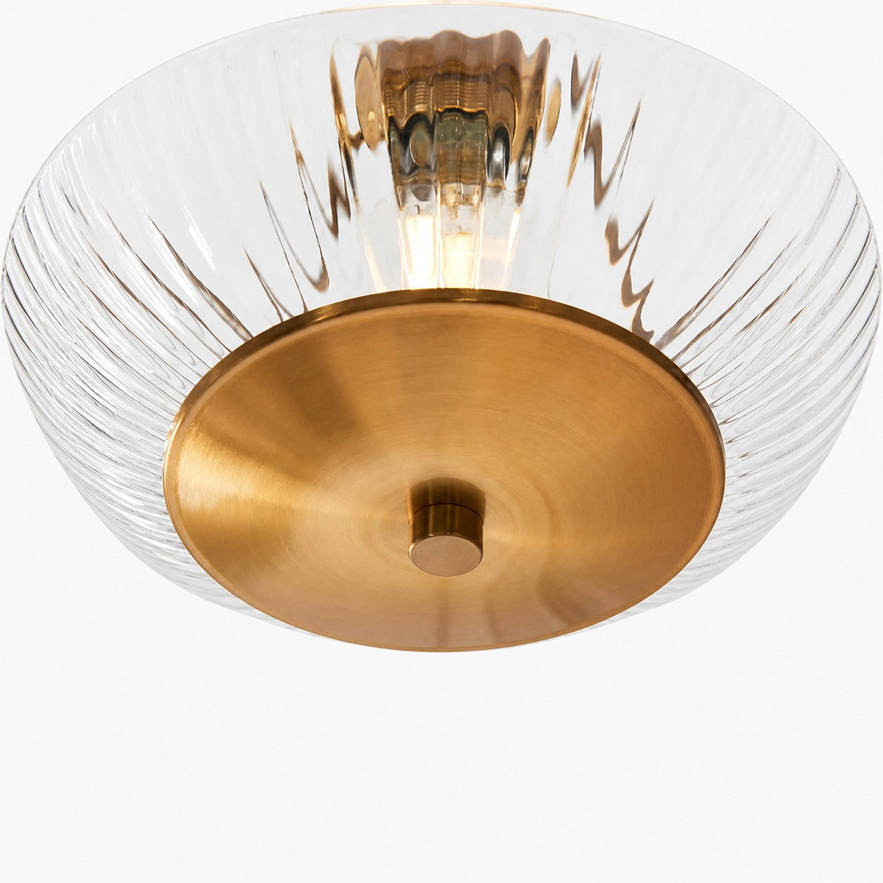 Luntra Ribbed Glass Uplighter Flush – Elegant Ceiling Light for Hallways and Bedrooms