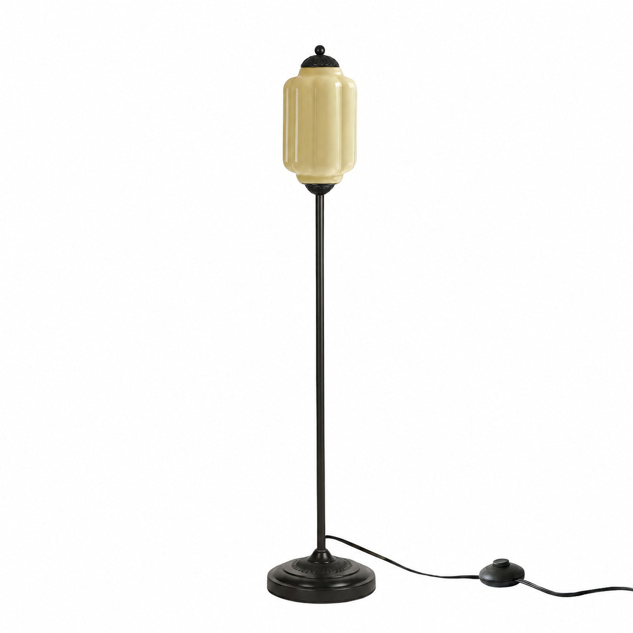 Eloise Textured Glass Pumpkin-Inspired Floor Lamp - Organic Artistry and Retro Style for Living Rooms