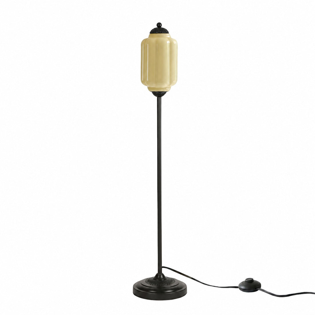 Eloise Textured Glass Pumpkin-Inspired Floor Lamp - Organic Artistry and Retro Style for Living Rooms
