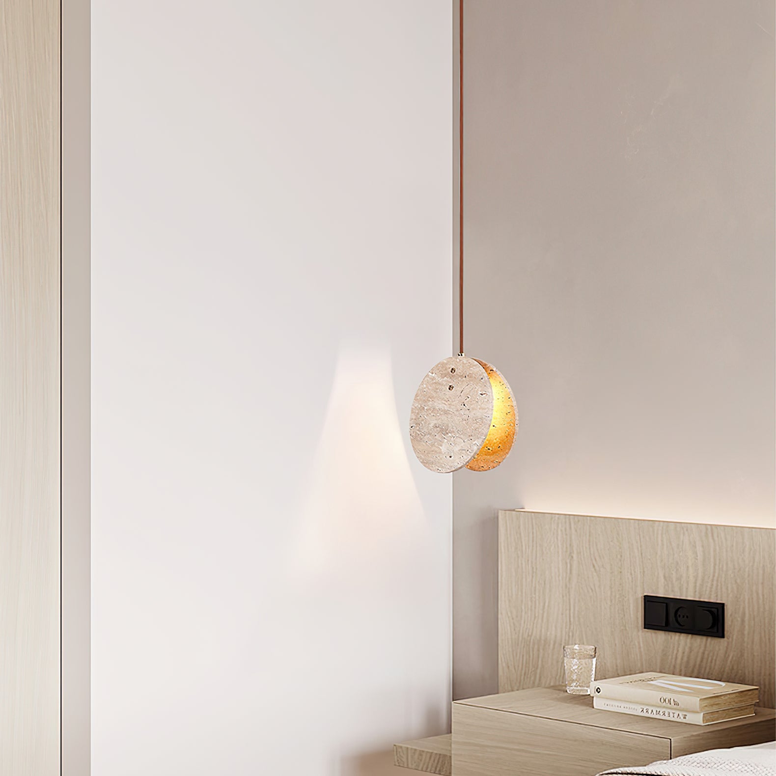 Stone Textured Disc Pendant Light
