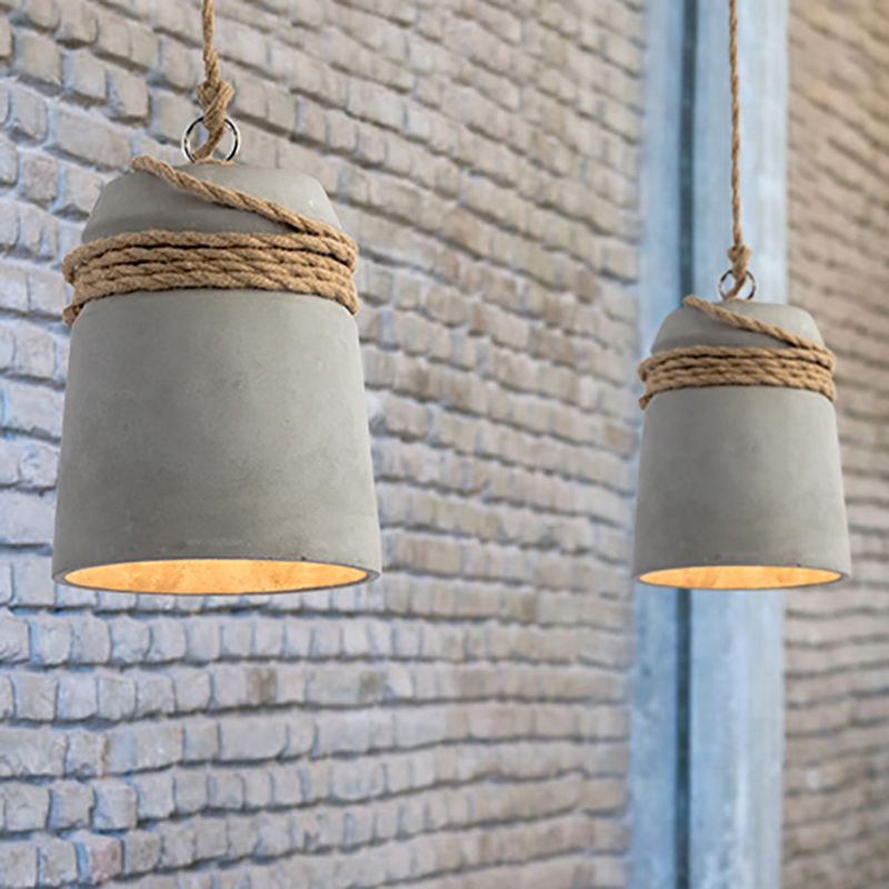 Nordic Cement Hemp Rope Pendant Lamp