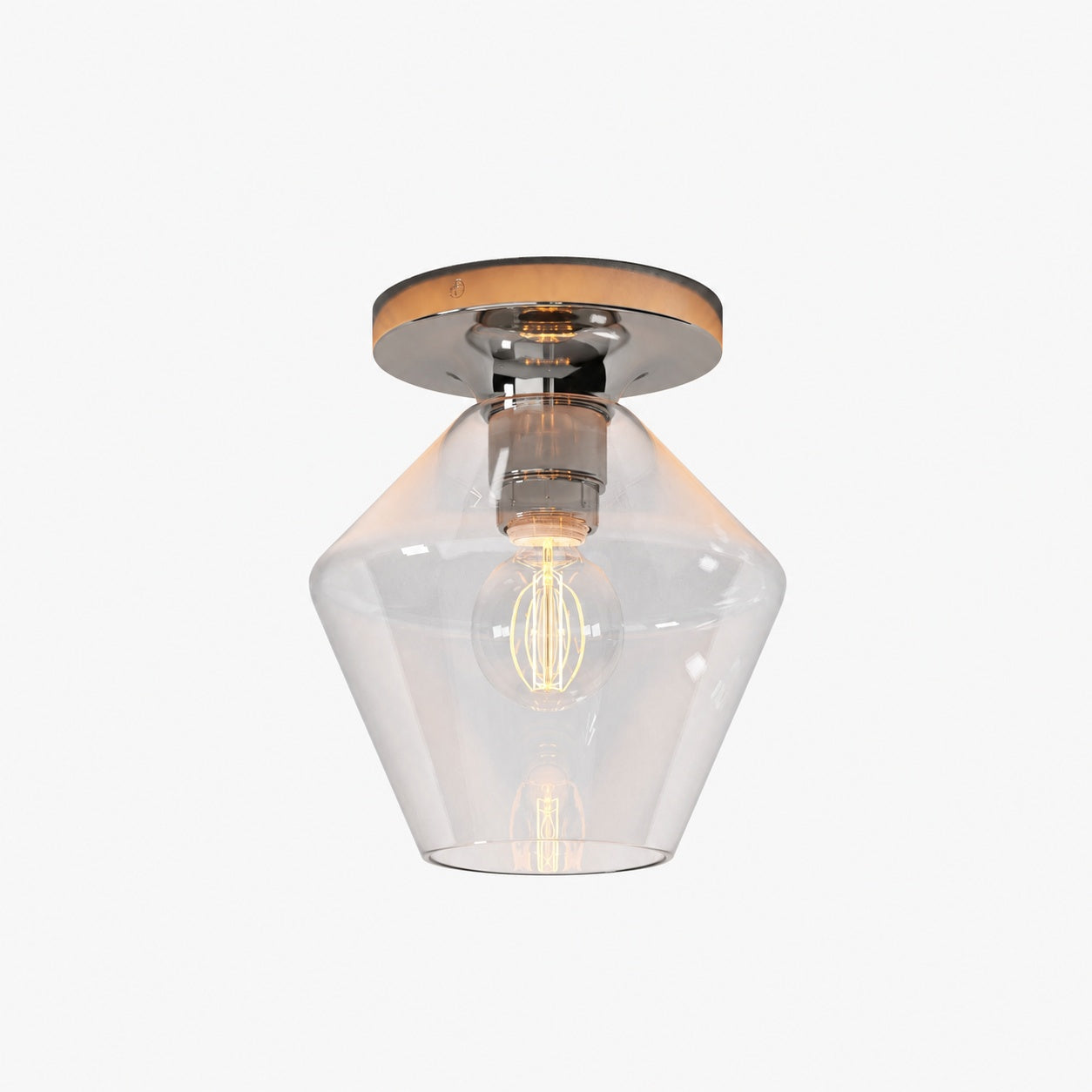 Merin Minimalist Sleek Geometric Glass Flushmount Light